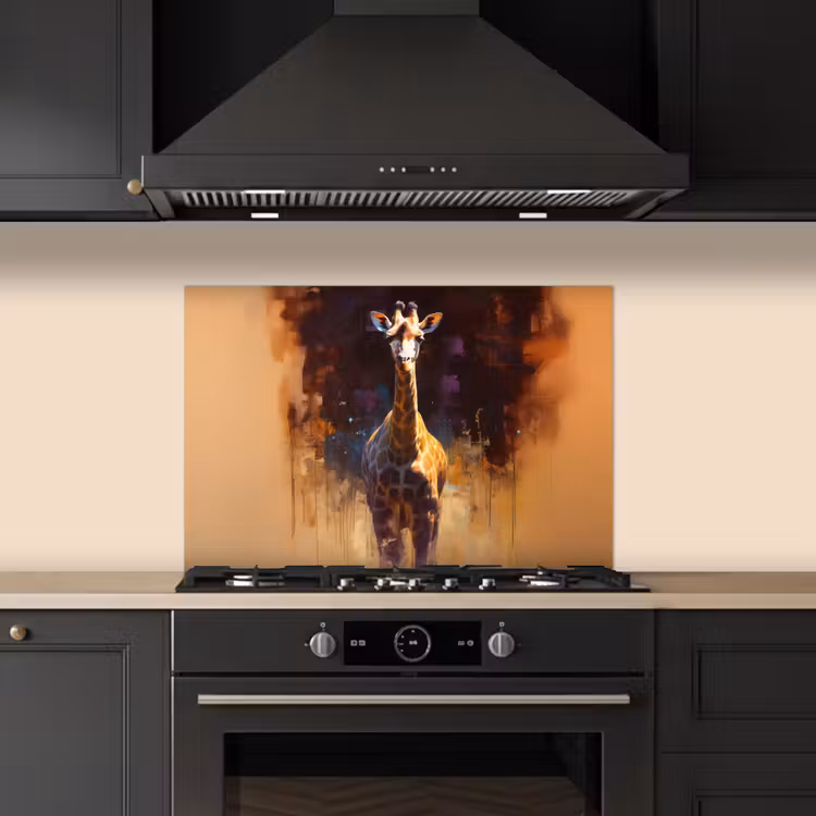 Spatscherm keuken - Giraf - Bruin - Abstract - Geschilderd — 2