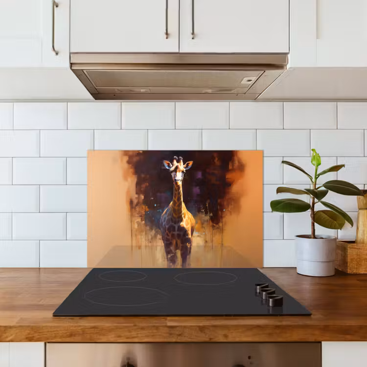 Spatscherm keuken - Giraf - Bruin - Abstract - Geschilderd — 6