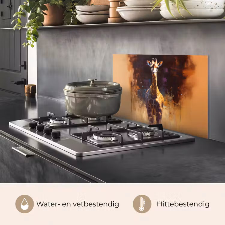 Spatscherm keuken - Giraf - Bruin - Abstract - Geschilderd — 7