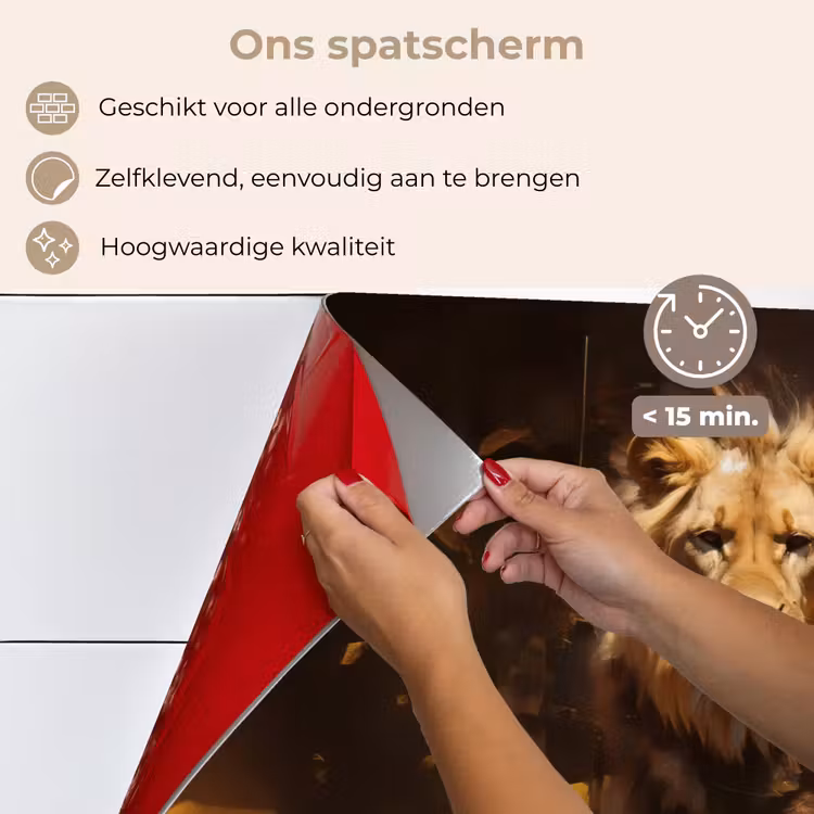 Spatscherm keuken - Leeuw - Geschilderd - Abstract - Goud — 4