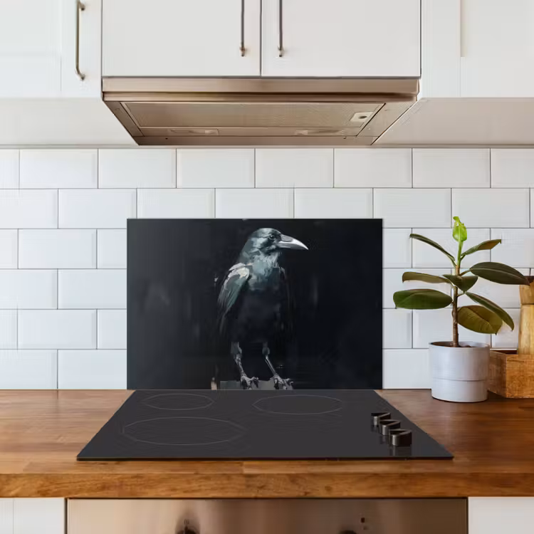 Spatscherm keuken - Raaf - Vogels - Zwart — 6