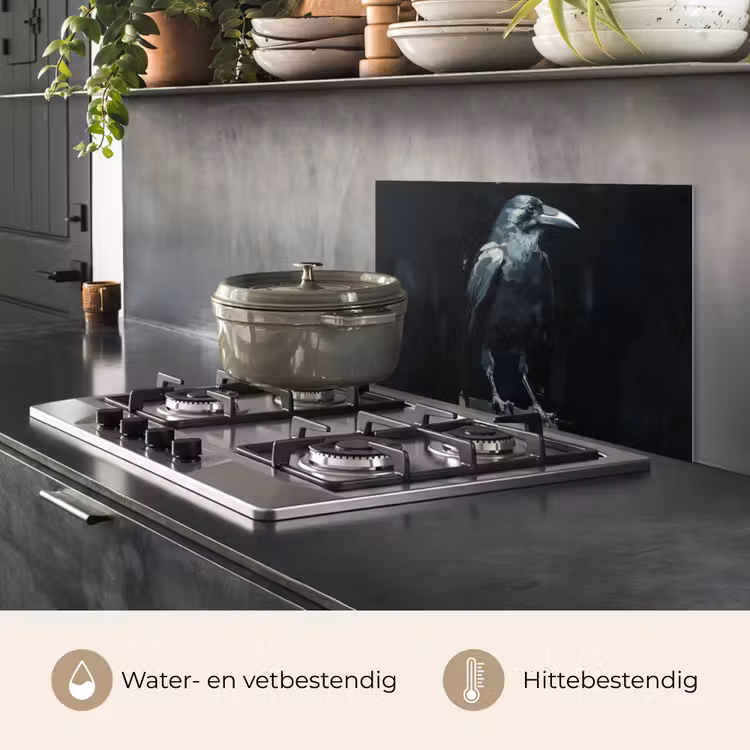 Spatscherm keuken - Raaf - Vogels - Zwart — 7