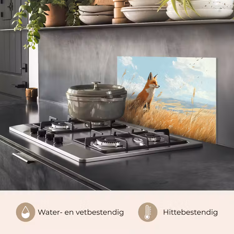 Spatscherm keuken - Vos - Gras - Wolken - Oranje — 7