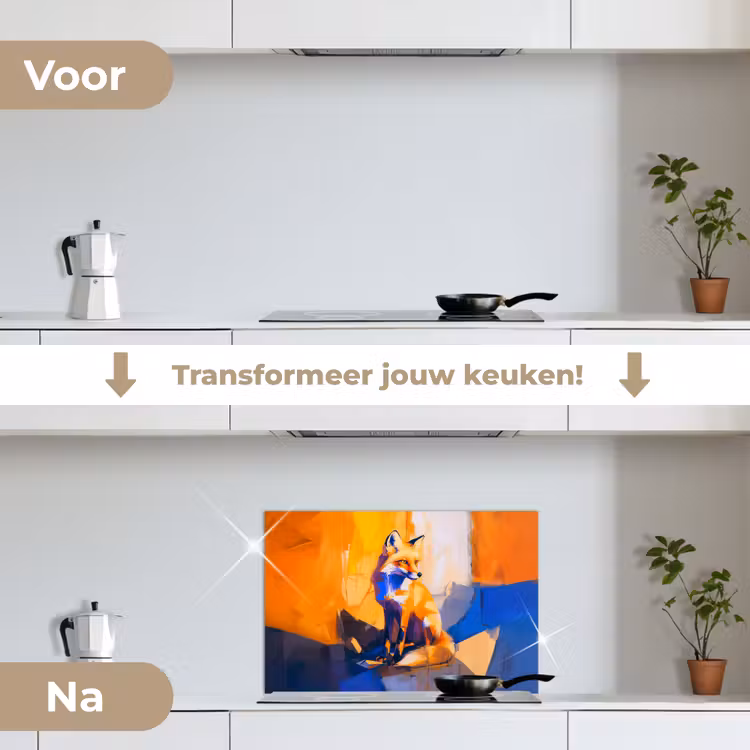 Spatscherm keuken - Vos - Oranje - Vormen - Abstract — 3