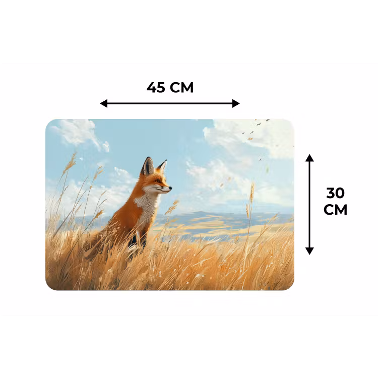 Placemat - 6 stuks - Vos - Gras - Wolken - Oranje — 3