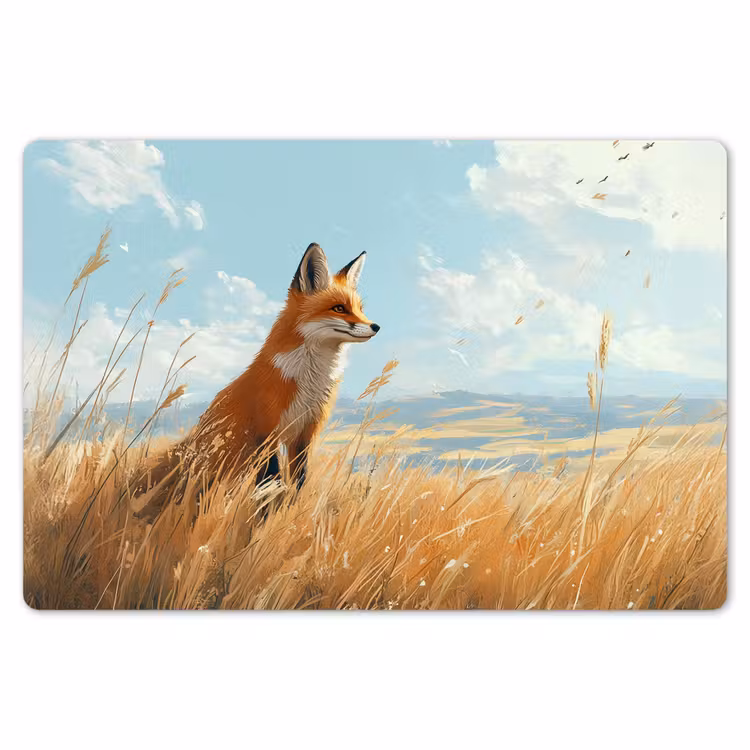 Placemat - 6 stuks - Vos - Gras - Wolken - Oranje — 7
