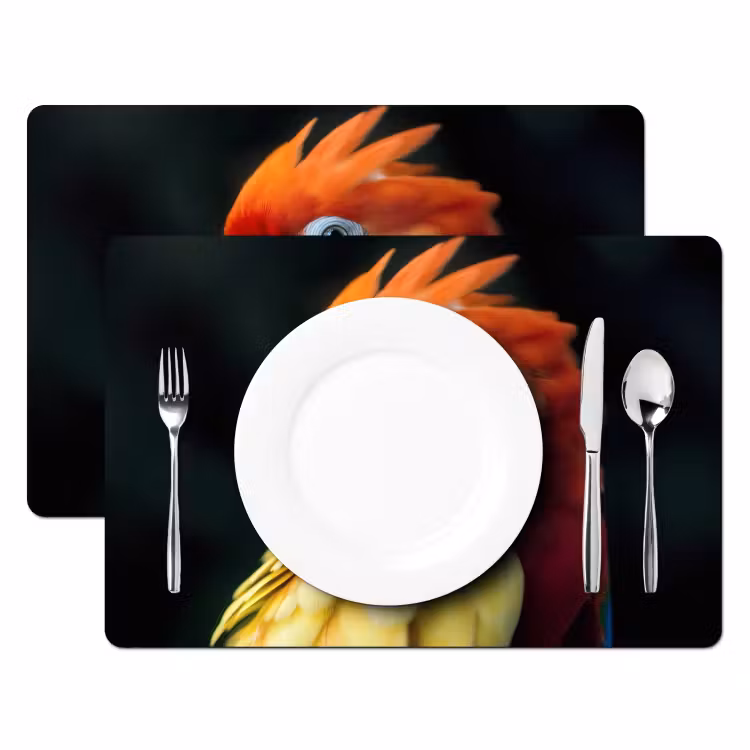 Placemat - 6 stuks - Close-up - Papegaai - Veren - Oranje — 2