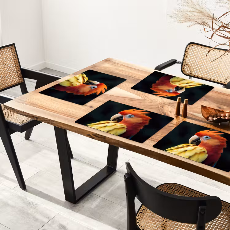 Placemat - 6 stuks - Close-up - Papegaai - Veren - Oranje — 5