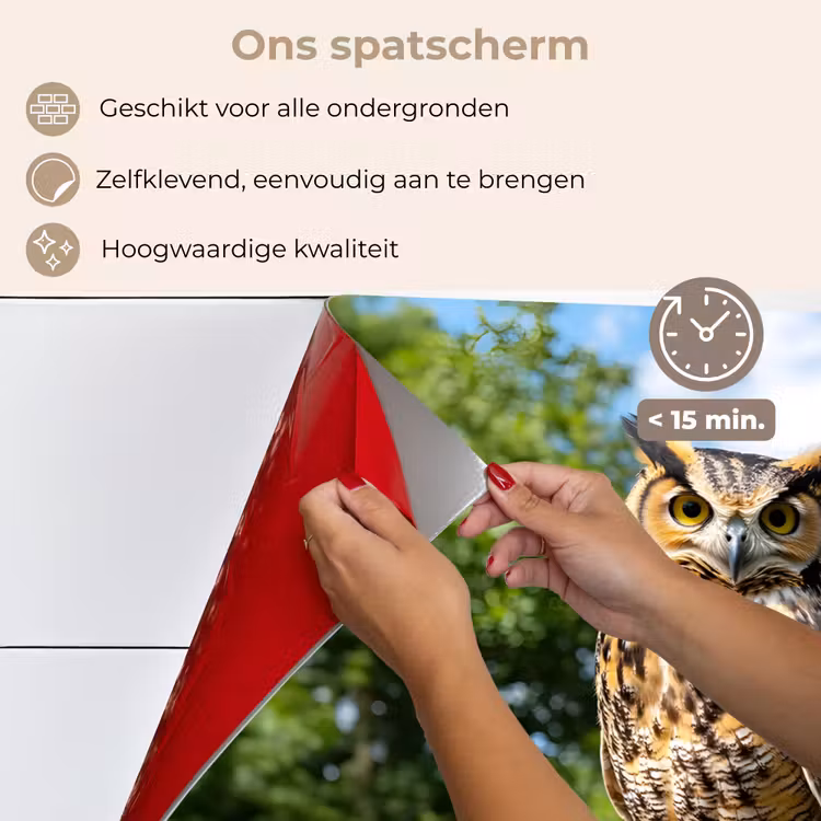 Spatscherm keuken - Uil - Boomstronk - Bos - Lucht — 4