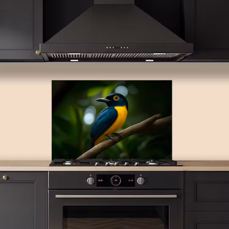 Spatscherm keuken - Vogel - Tak - Geel - Bladeren — 2