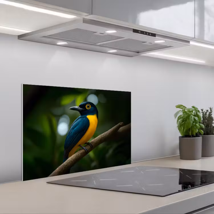 Spatscherm keuken - Vogel - Tak - Geel - Bladeren — 5