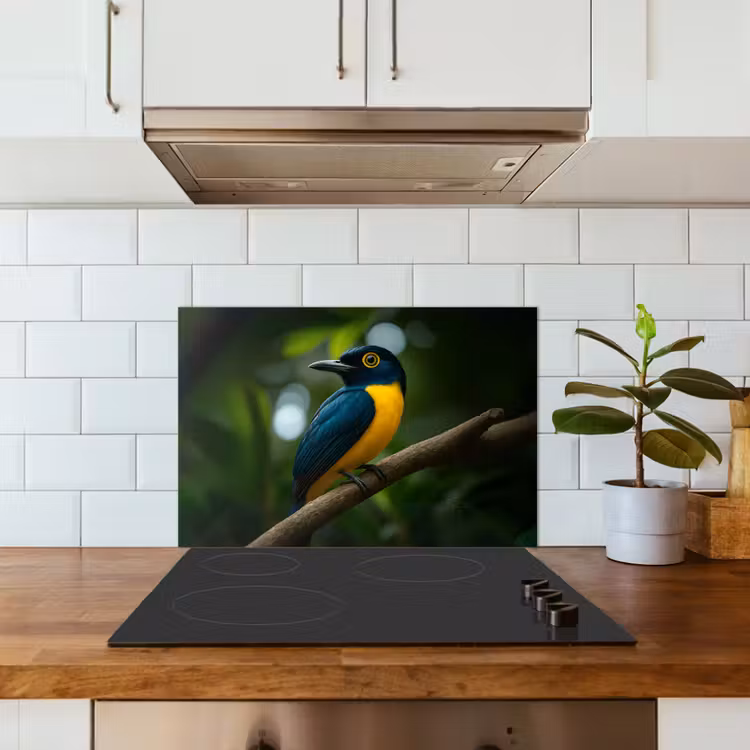 Spatscherm keuken - Vogel - Tak - Geel - Bladeren — 6