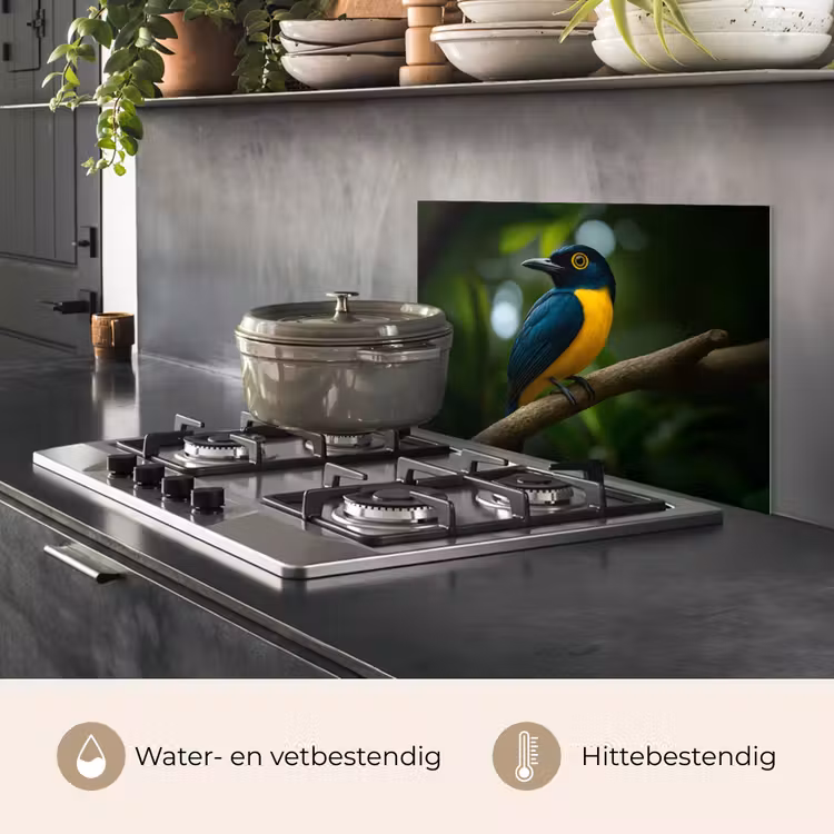 Spatscherm keuken - Vogel - Tak - Geel - Bladeren — 7