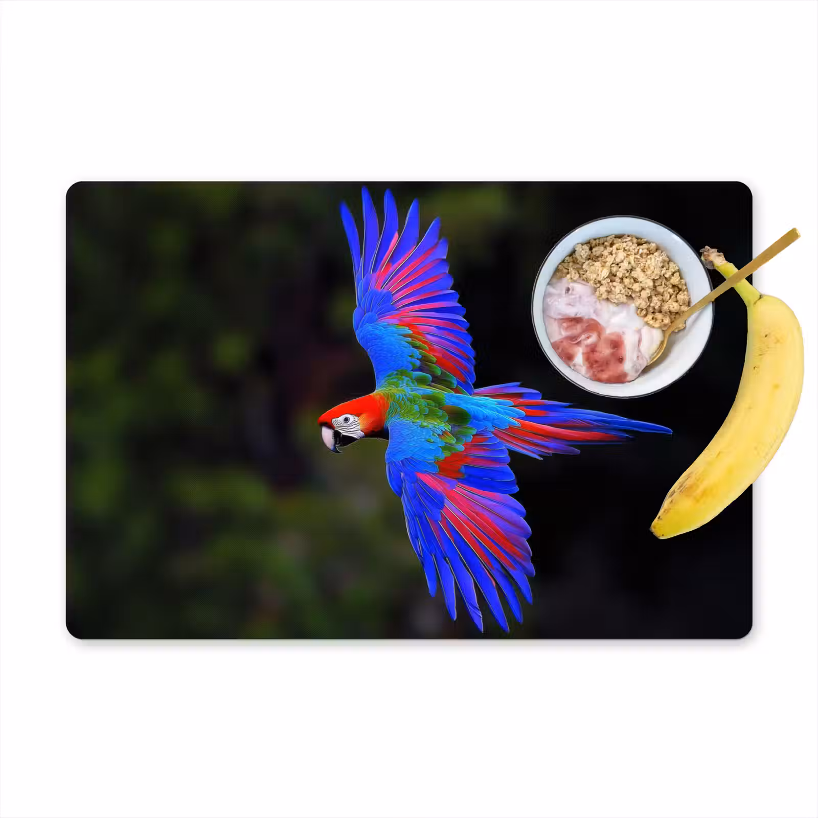 Placemat - 6 stuks - Felgekleurd - Papegaai - Bos - Vleugels — 1