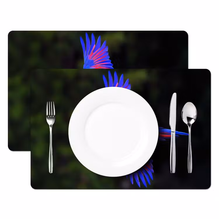 Placemat - 6 stuks - Felgekleurd - Papegaai - Bos - Vleugels — 2
