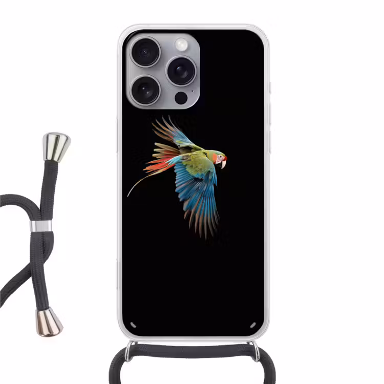 Telefoonhoesje met koord - Papegaai - Kleurrijk - Vleugels - Sierlijk — 1