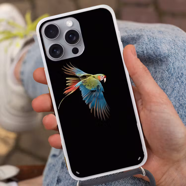 Telefoonhoesje met koord - Papegaai - Kleurrijk - Vleugels - Sierlijk — 2