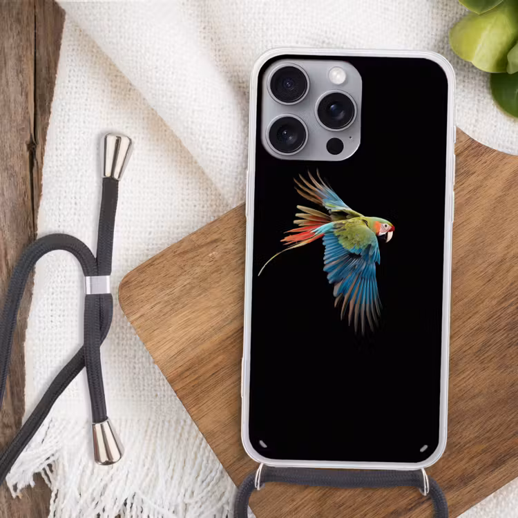 Telefoonhoesje met koord - Papegaai - Kleurrijk - Vleugels - Sierlijk — 3