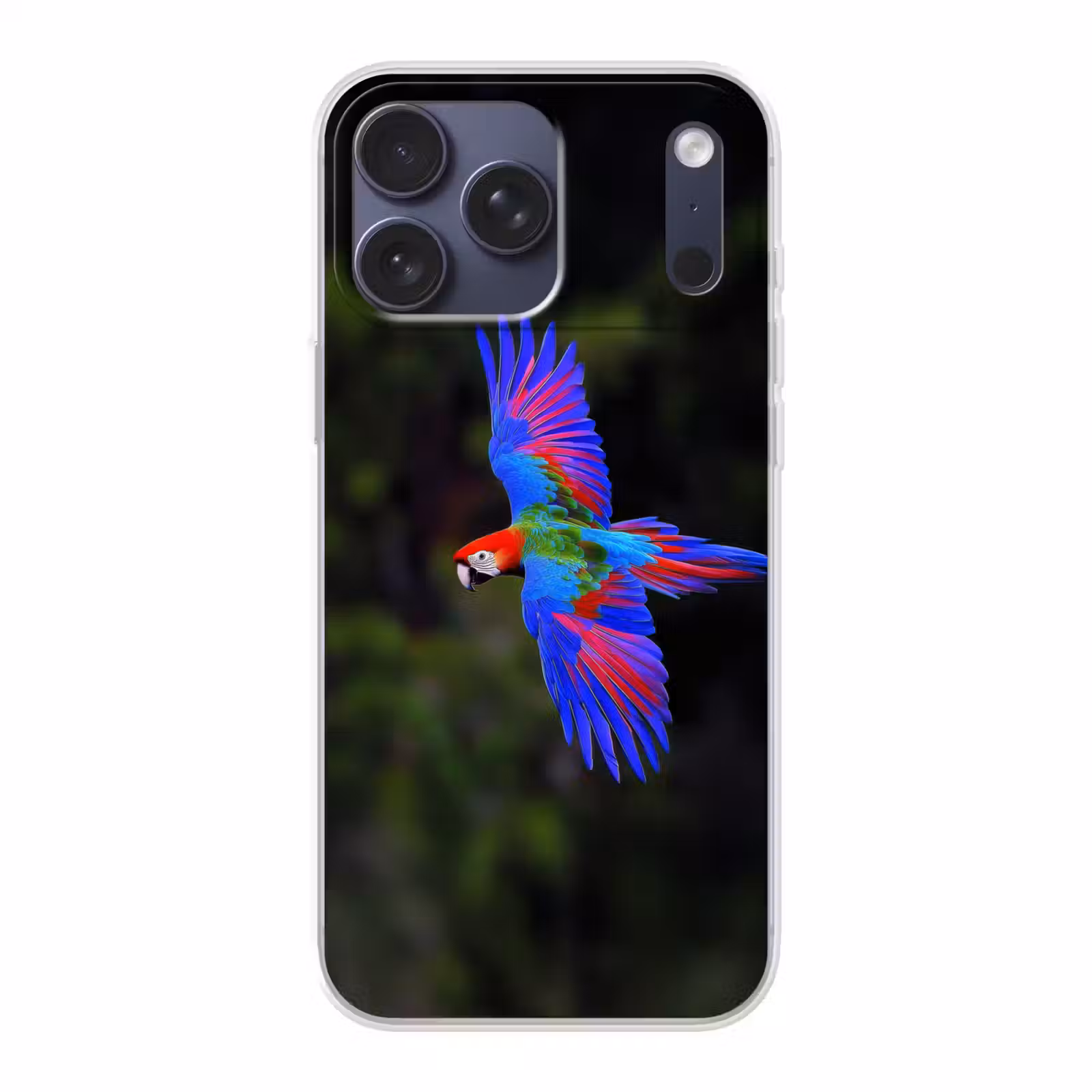 Telefoonhoesje Softcase - Felgekleurd - Papegaai - Bos - Vleugels — 1