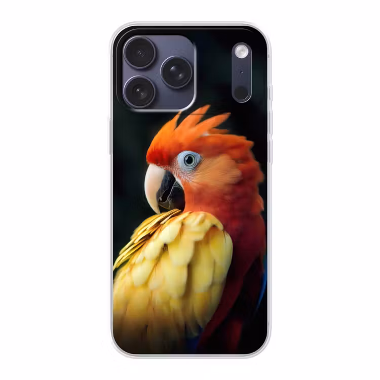 Telefoonhoesje Softcase - Close-up - Papegaai - Veren - Oranje — 1