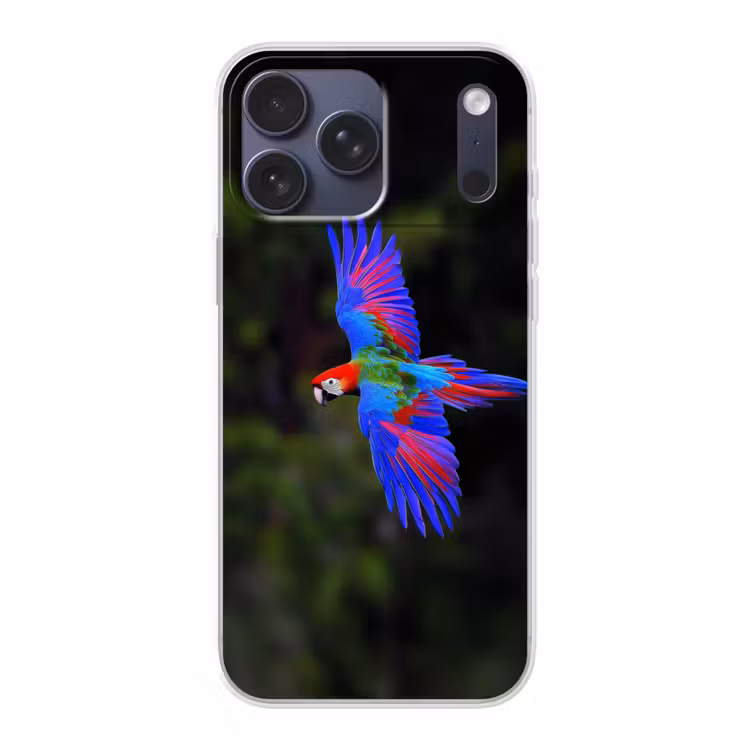 Telefoonhoesje Softcase - Felgekleurd - Papegaai - Bos - Vleugels — 1