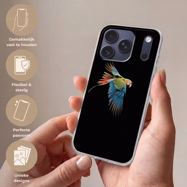 Telefoonhoesje Softcase - Papegaai - Kleurrijk - Vleugels - Sierlijk — 4