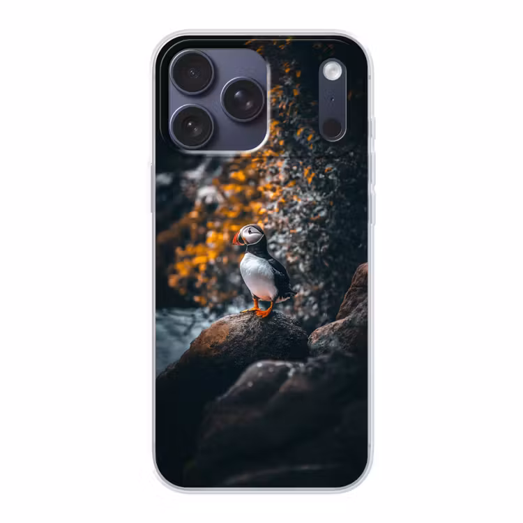 Telefoonhoesje Softcase - Papegaai - Vogel - Rots - Wit — 1