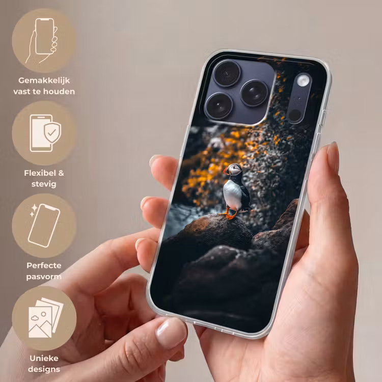 Telefoonhoesje Softcase - Papegaai - Vogel - Rots - Wit — 4