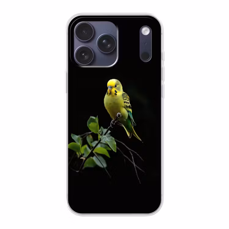 Telefoonhoesje Softcase - Parkiet - Tak - Bladeren - Geel — 1