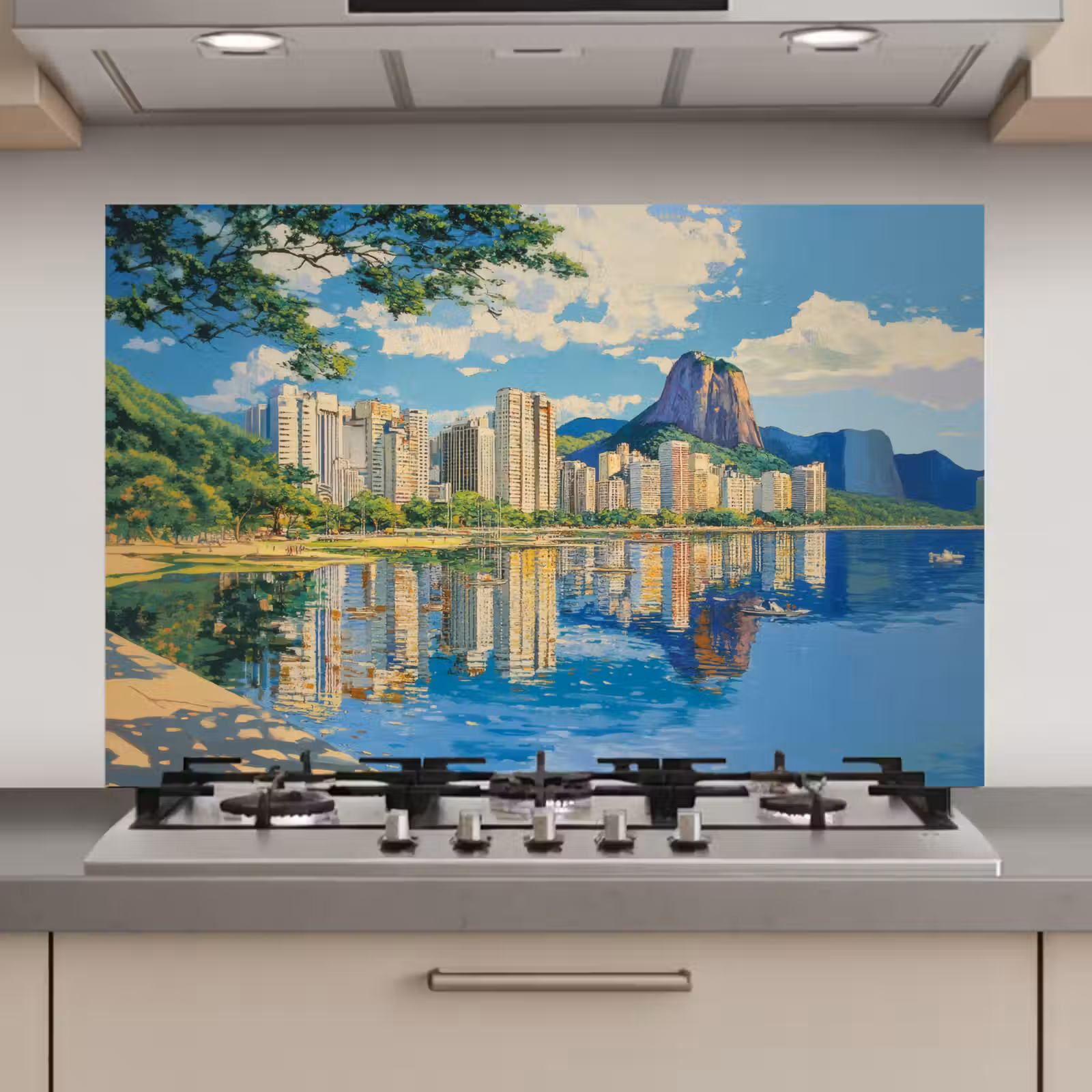 Spatscherm keuken - Berg - Skyline - Strand - Water — 1