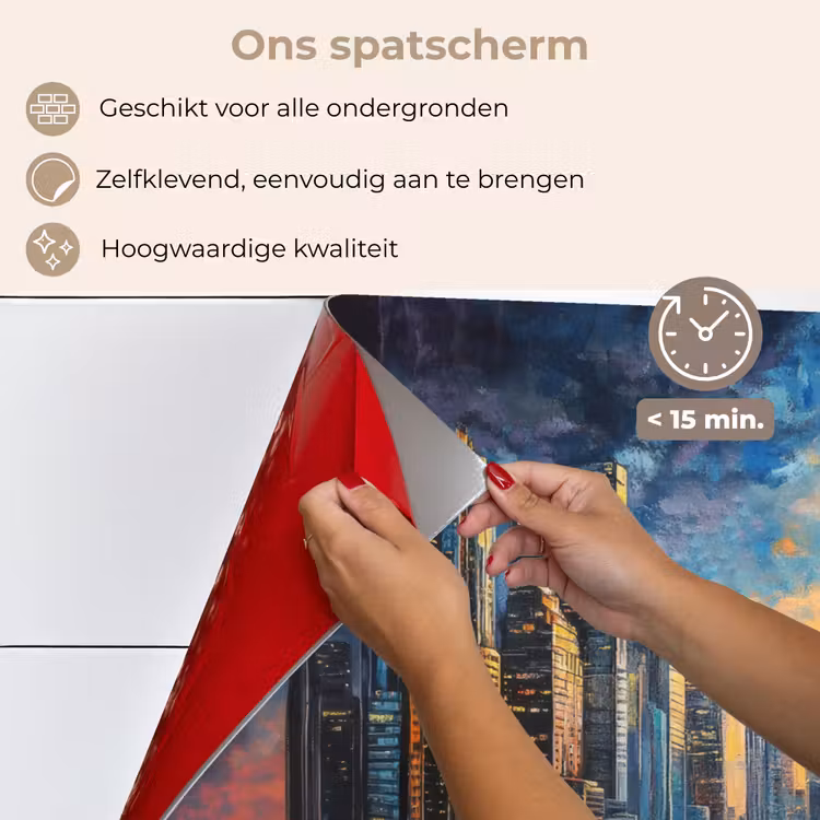 Spatscherm keuken - Auto - Skyline - Zon - Blauw — 4