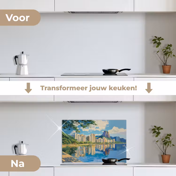 Spatscherm keuken - Berg - Skyline - Strand - Water — 3