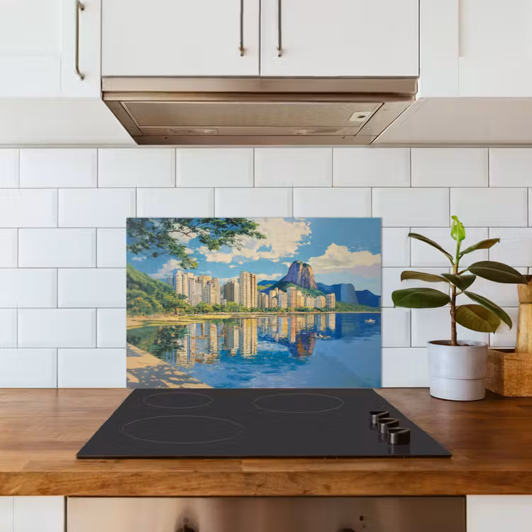 Spatscherm keuken - Berg - Skyline - Strand - Water — 6