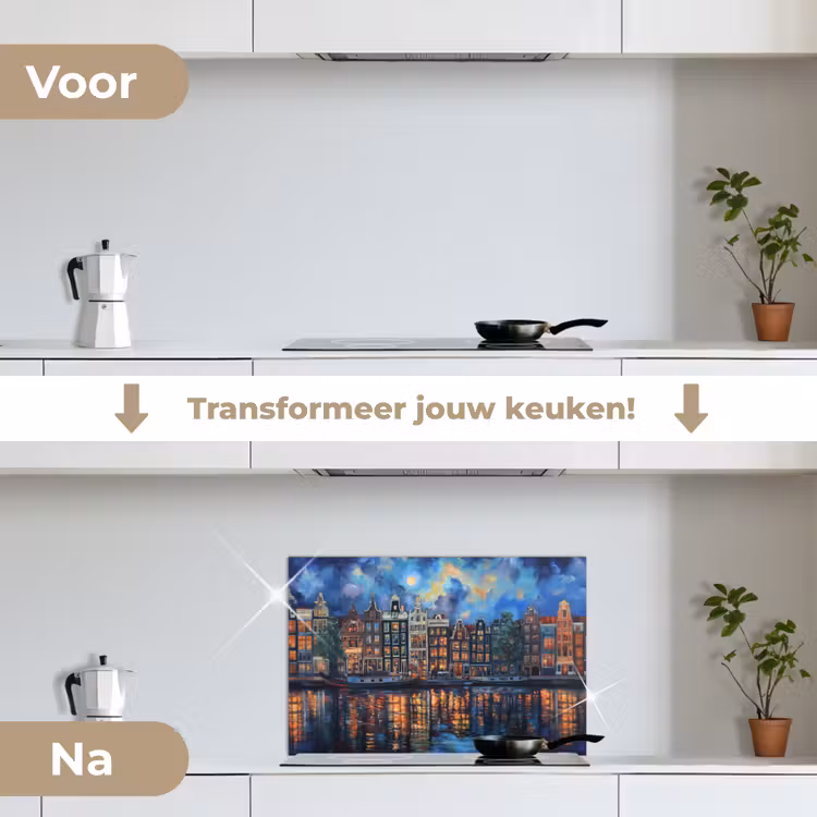 Spatscherm keuken - Grachten Amsterdam - Huizen - Stad - Kleurrijk — 3