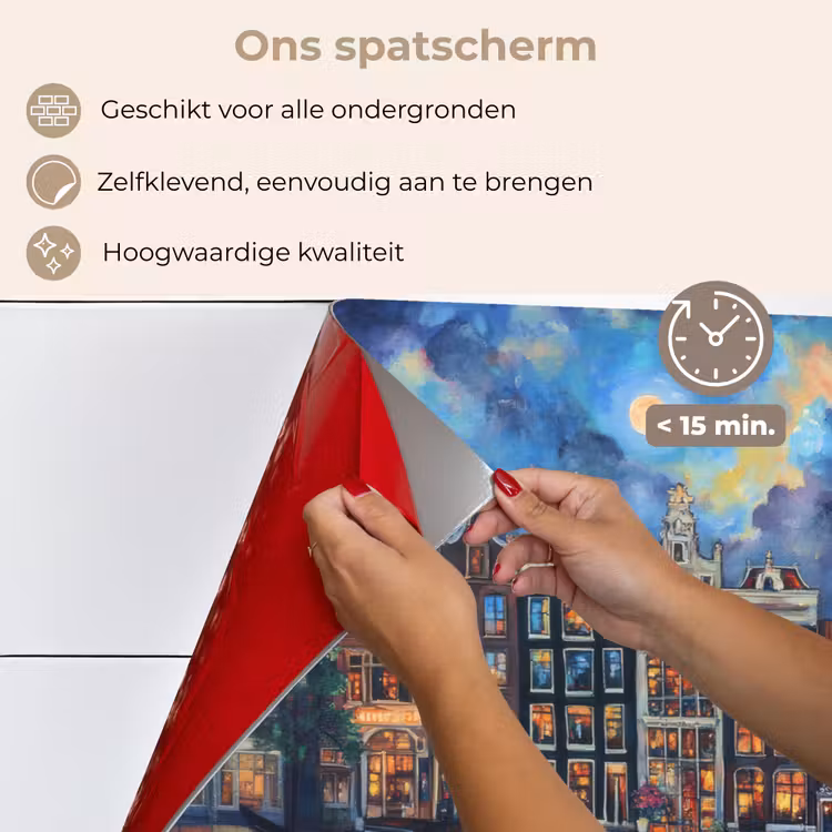 Spatscherm keuken - Grachten Amsterdam - Huizen - Stad - Kleurrijk — 4