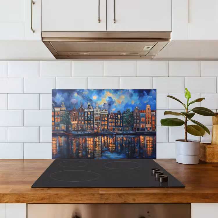 Spatscherm keuken - Grachten Amsterdam - Huizen - Stad - Kleurrijk — 6
