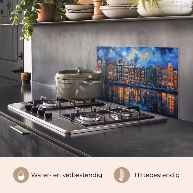 Spatscherm keuken - Grachten Amsterdam - Huizen - Stad - Kleurrijk — 7