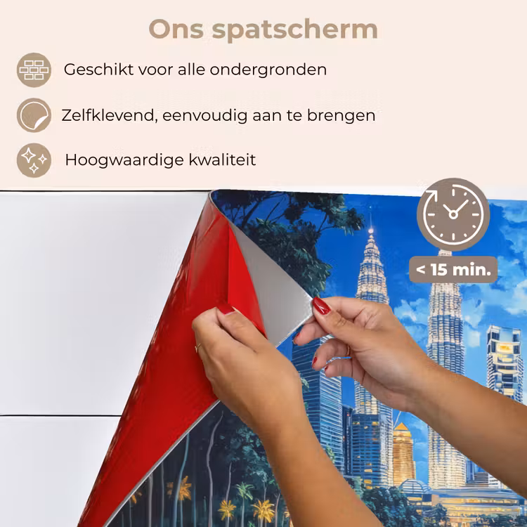Spatscherm keuken - Stad Kuala Lumpur - Skyline - Wolkenkrabbers - Water — 4