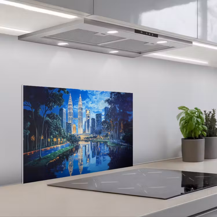 Spatscherm keuken - Stad Kuala Lumpur - Skyline - Wolkenkrabbers - Water — 5