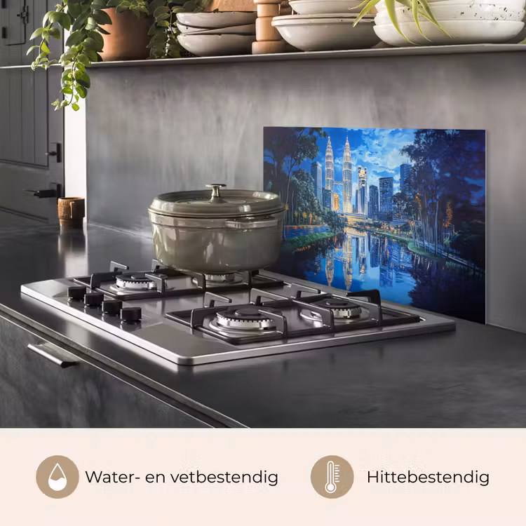 Spatscherm keuken - Stad Kuala Lumpur - Skyline - Wolkenkrabbers - Water — 7