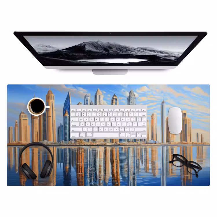 Bureau onderlegger - Skyline - Wolkenkrabbers - Water - Blauw — 3