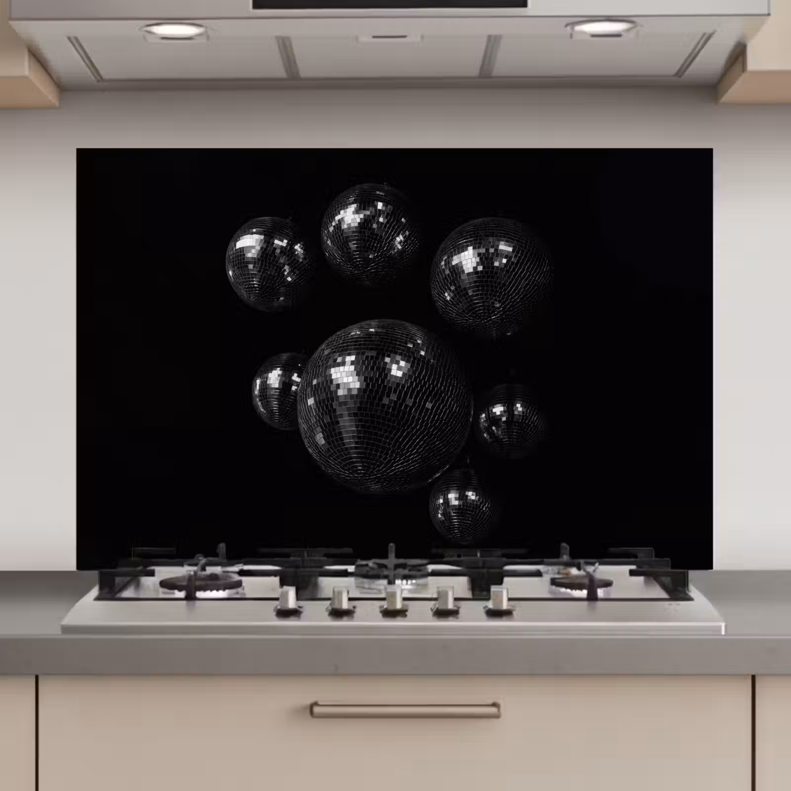 Spatscherm keuken - Discoballen - Minimalistisch - Zwart — 1