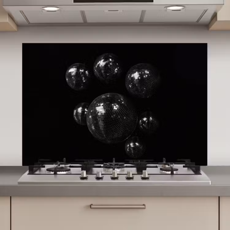 Spatscherm keuken - Discoballen - Minimalistisch - Zwart — 1