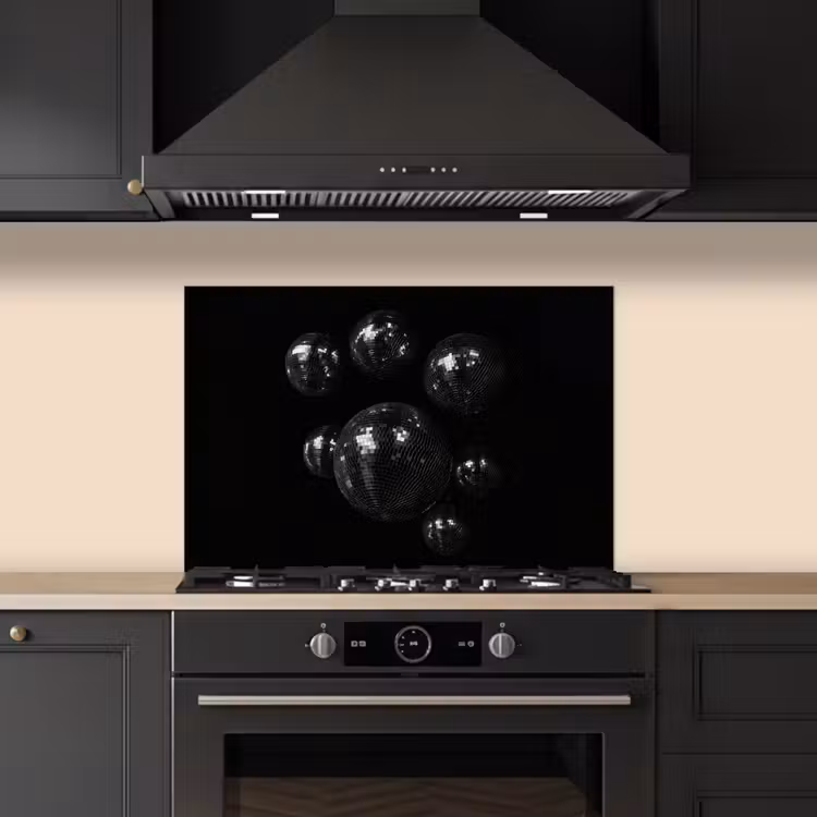 Spatscherm keuken - Discoballen - Minimalistisch - Zwart — 2