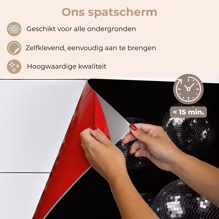 Spatscherm keuken - Discoballen - Minimalistisch - Zwart — 4