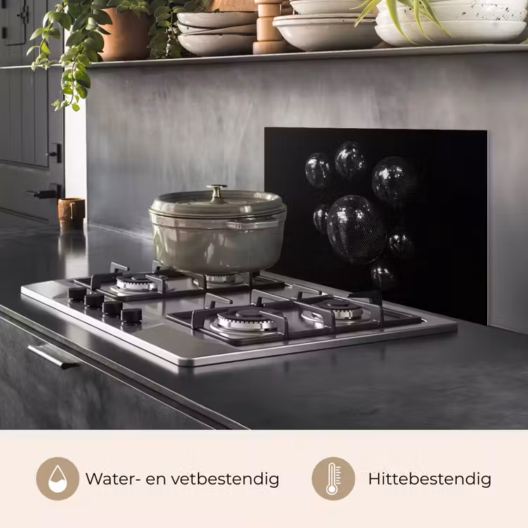 Spatscherm keuken - Discoballen - Minimalistisch - Zwart — 7