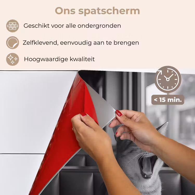 Spatscherm keuken - Kat - Koffie - Brood - Zwart — 4