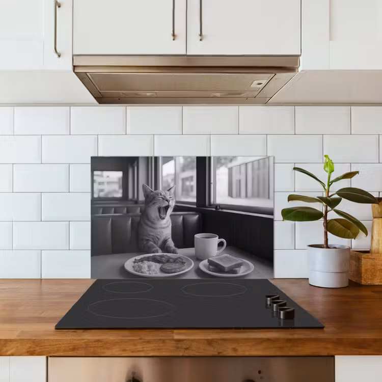 Spatscherm keuken - Kat - Koffie - Brood - Zwart — 6