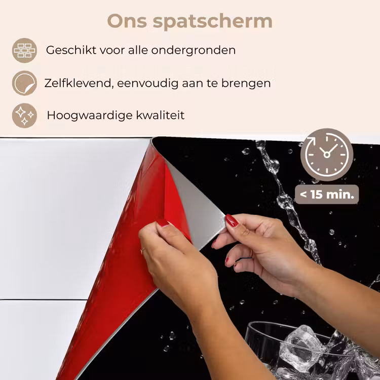 Spatscherm keuken - Whiskyglazen - Ijs - Spetters - Zwart — 4