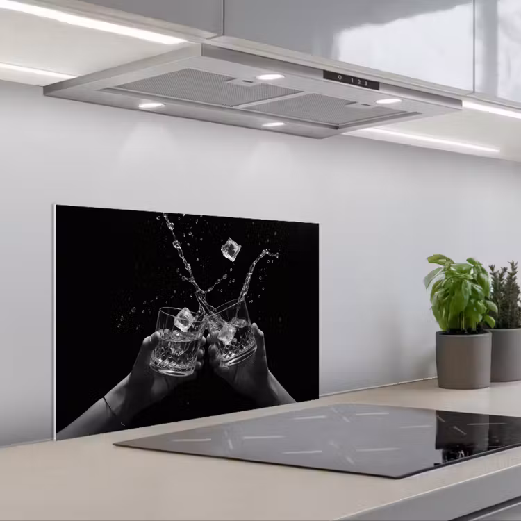 Spatscherm keuken - Whiskyglazen - Ijs - Spetters - Zwart — 5